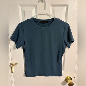 Automet Butter-Soft Women's Crew Neck Short Sleeve Top - Teal Blue
